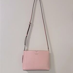 👛kate spade crossbody.  Pebbled leather, chalk pink, harlow.